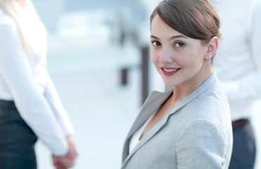 Fototapeta premium confident business woman on blurred background office.