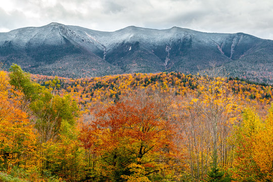 A beautiful fall landscape with amazing foliage. Picture taken in the White Mountains of New Hampshire. 
