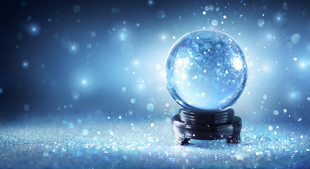 Snow Globe Sparkling In Shiny Background