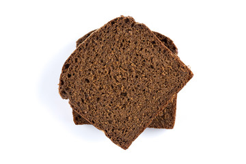 Rye bread slices isolated on white background