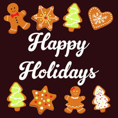happy holidays post card illustration