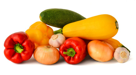  Assorted delicious veggies, on a white background