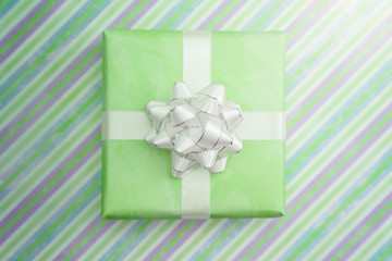 Single Simple Wrapped Present on a Matching Background