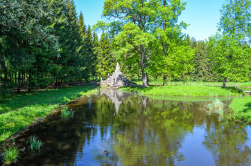Russia. Pushkin. Catherine park.  Tuff bridge