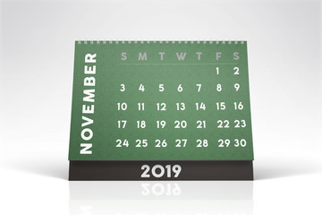 2019 desktop calendar of november