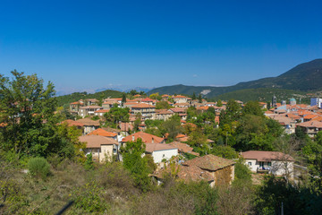 Fototapeta na wymiar Panoramic view of Vitina village, a winter destination in mountainous Arcadia, in Peloponnese, Greece