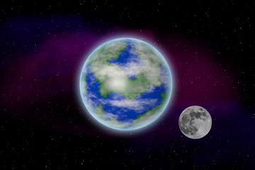 Fototapeta na wymiar Erde und Mond
