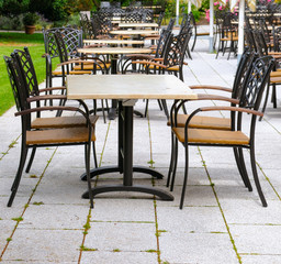 A street cafe in city park.