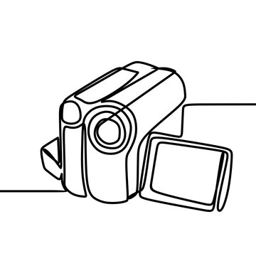 recommend clip art: Handy video recorder. Digital cam vector illustration with single one continuous line art drawing.