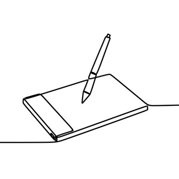 pen drawing on tablet, continuous line art clip art preview