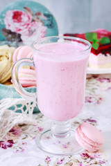 Strawberry smoothie on the party table.