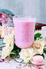 Strawberry smoothie on the party table.