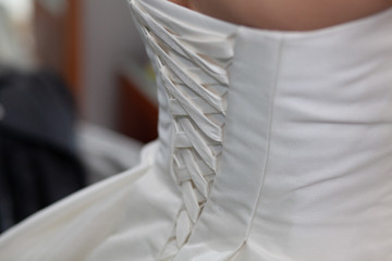 the bride is preparing for the wedding