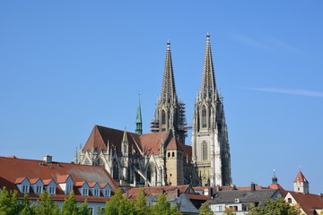 View in the historical town of Regensburg,  Germany,  Bavaria