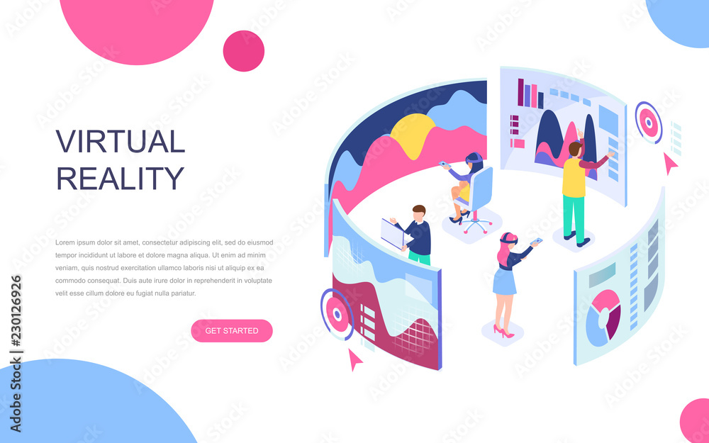 Leinwandbilder modern flat design isometric concept of virtual augmented reality for banner and website. isometric 
