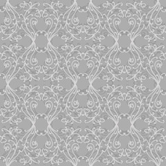 Fototapeta premium Floral damask seamless pattern with branches and flowers. Vector illustration.