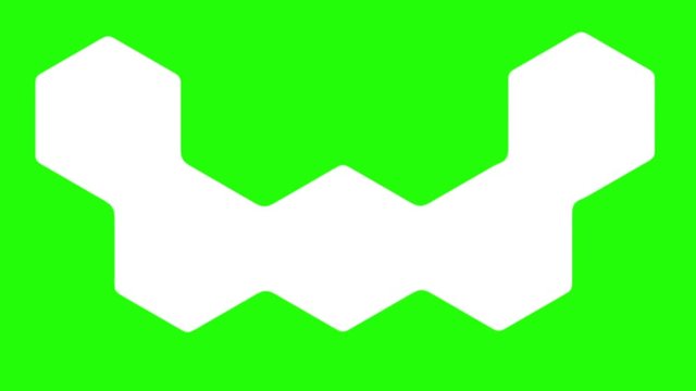 Collection of video transitions. 3 variants of one transition from shapes and movements of different colors. Green background, chrome key.
