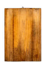 Old carved wood plaque isolated on white with clipping path at ALL sizes.
