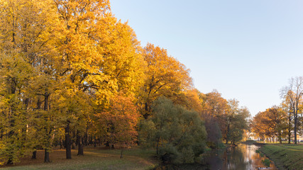 Autumn park on the banks of the creek in St. Petersburg