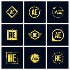 Initial Letter AE Logo Set Design