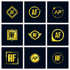Initial Letter AF Logo Set Design