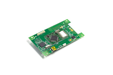 Electronic printed circuit board with microchip and many electrical components