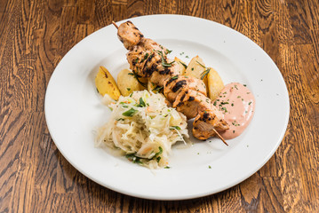 chicken kebab with potatoes