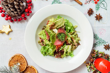 fresh salad on Christmas table