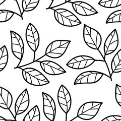 Floral seamless pattern with branches and leaves. Vector illustration.