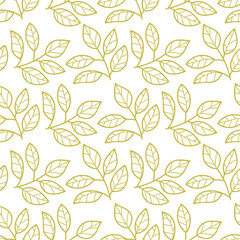 Floral seamless pattern with branches and leaves. Vector illustration.