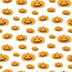 Seamless paterrn with cute pumpkin. Vector illustration.