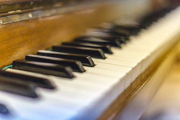 old piano keys close up