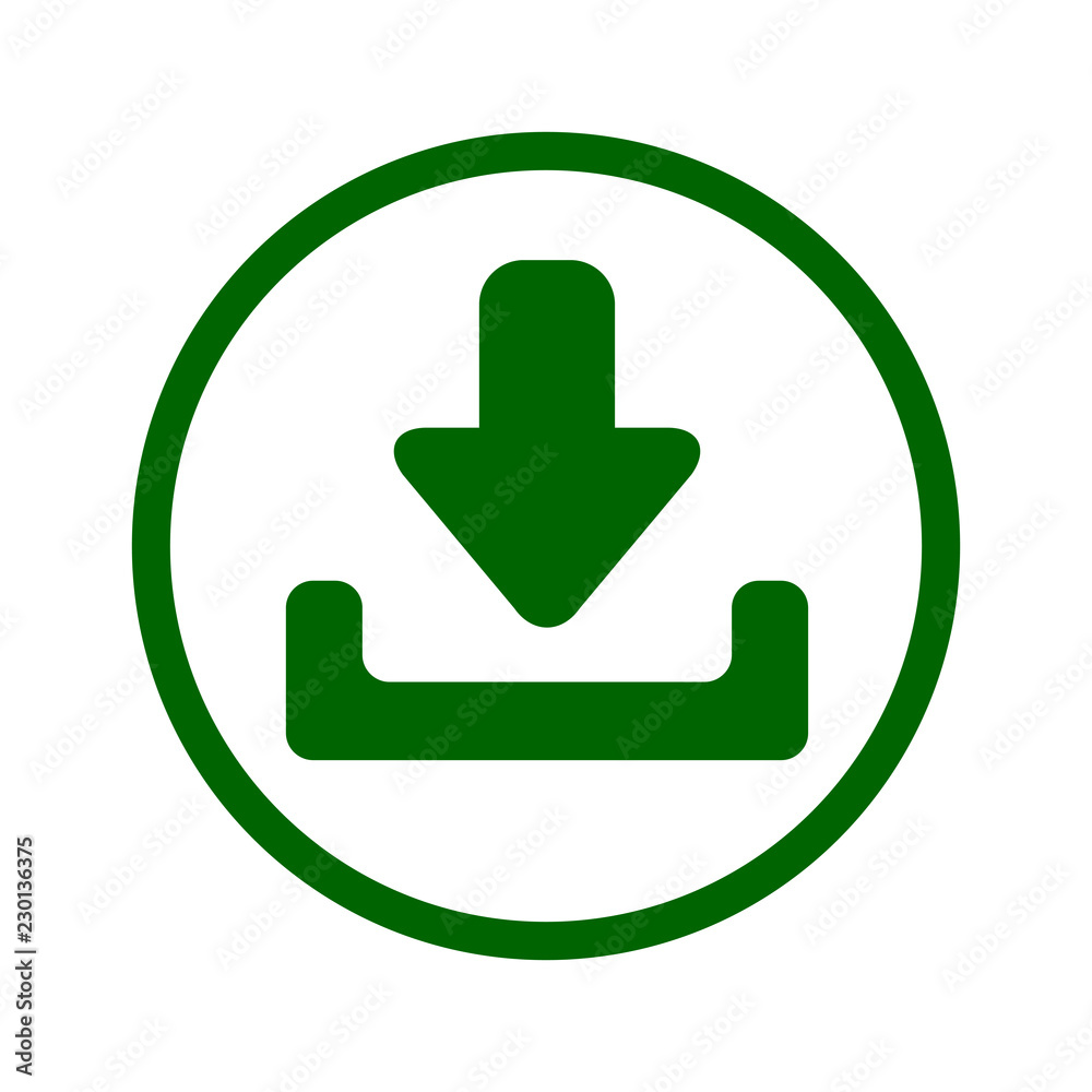 Poster download button illustration with down arrow icon isolated. load symbol. flat design – vector