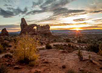 Sandstone Arch, Arches National Park at sunset
