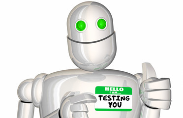 Testing You Robot Android Exam Quiz 3d Illustration