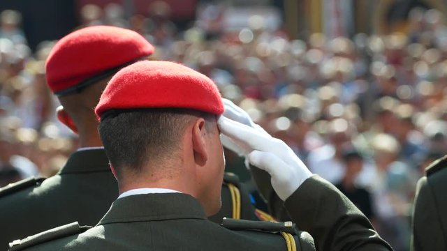Close up of military salute