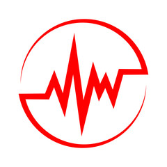 Heartbeat icon in the circle. Vector illustration.