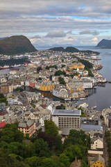 View of Alesund From Aksla Hill in Norway.