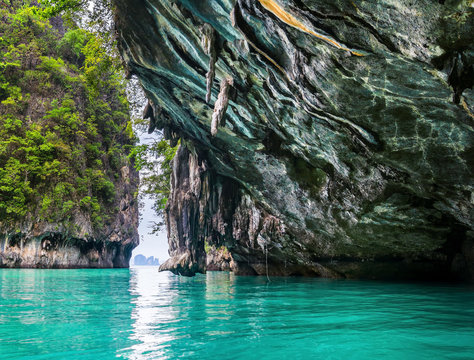 Amazing view of beautiful lagoon with turquoise water in Koh Hong island. Location: Koh Hong island, Krabi, Thailand, Andaman Sea. Artistic picture. Beauty world.