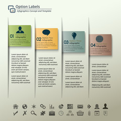 Four Paper Labels Infographic Vector Illustration