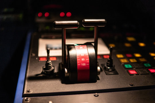 Marine navigational equipment on modern ship or vessel. Night view