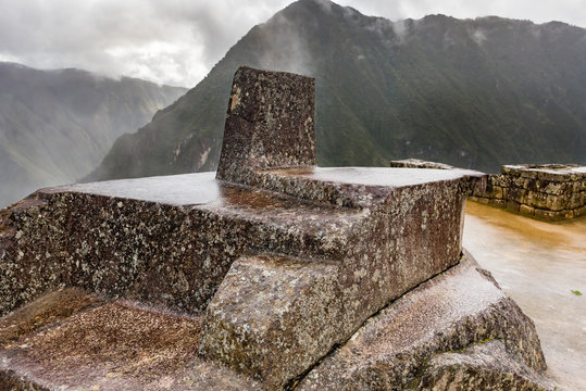 The Intihuatana stone in Machu Picchu