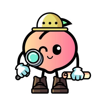 recommend clip art: Peach archaeologist mascot cartoon illustration