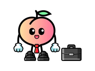 Peach businessman mascot cartoon illustration