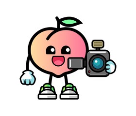 Peach cameraman mascot cartoon illustration