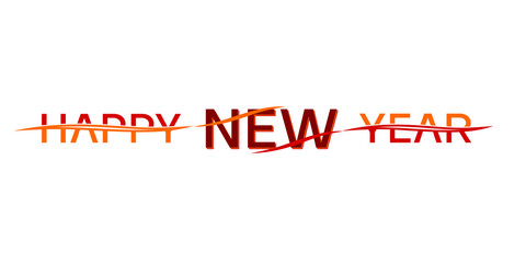 Happy New Year - words with divided fonts