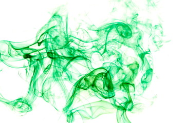 Green smoke on white background