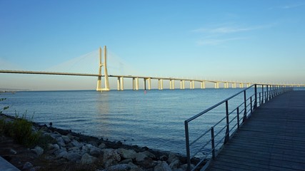 modern bridge in potuguese town lisbon