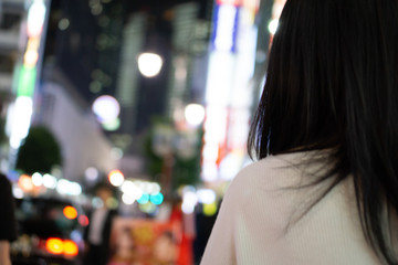 Night walking in Shinbashi area of japan