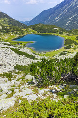 Fototapeta na wymiar Amazing landscape of Panorama of Muratovo lake, Pirin Mountain, Bulgaria